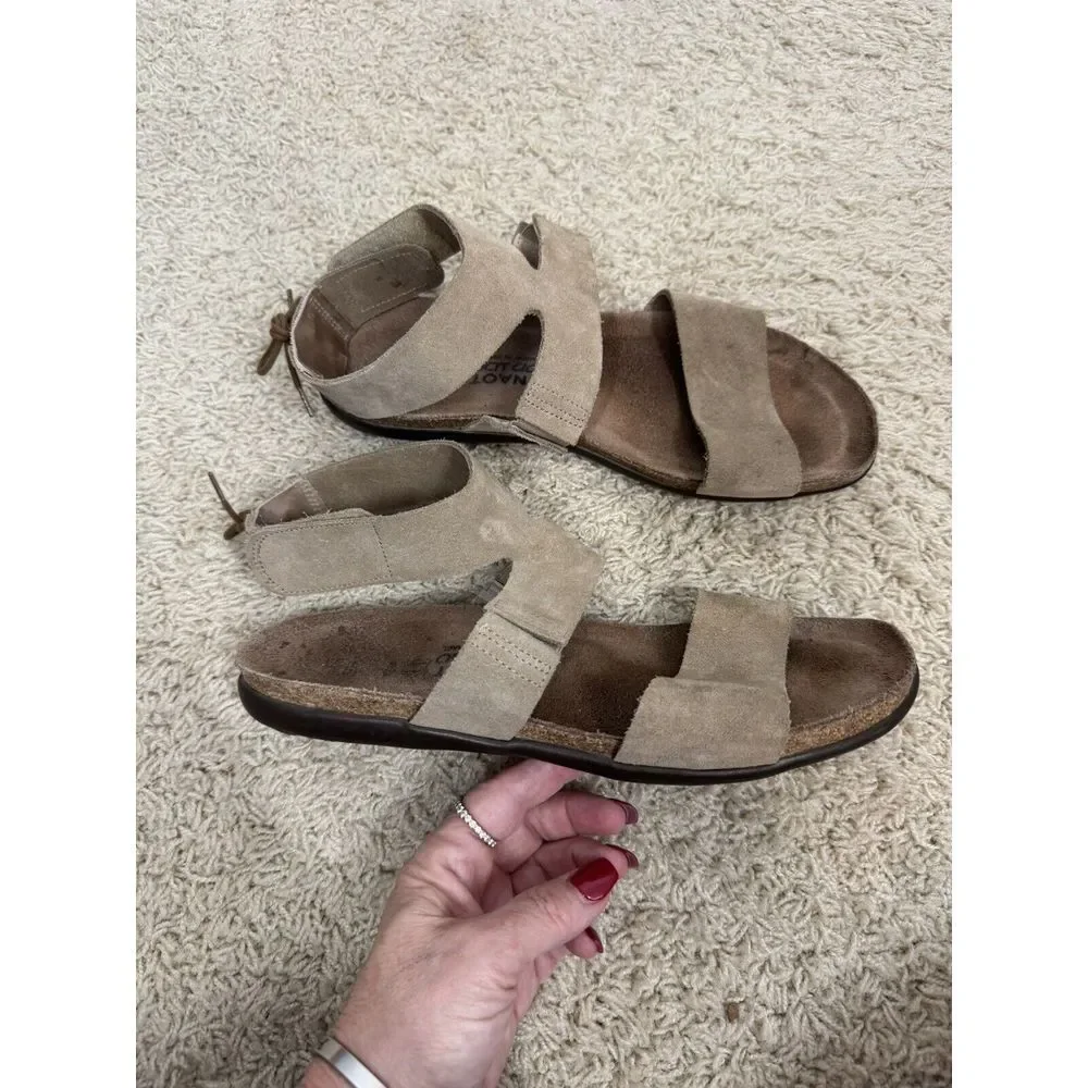 Naot Women's Tan Suede Larissa Comfort Sandals Size Euro 40 US 9 Ankle Tie Boho - Picture 3 of 12